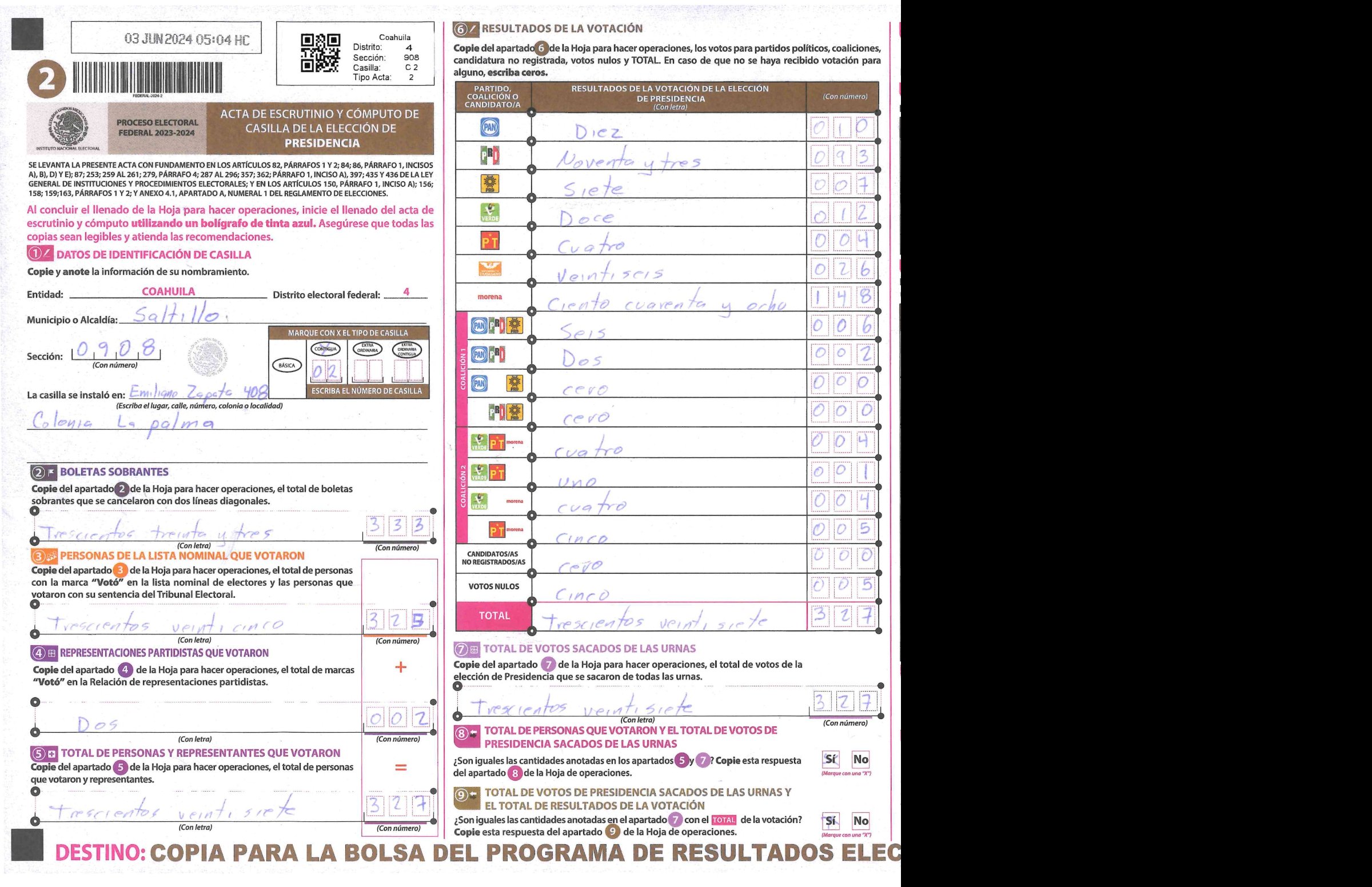 Privacy-masked page of form 050908C0200