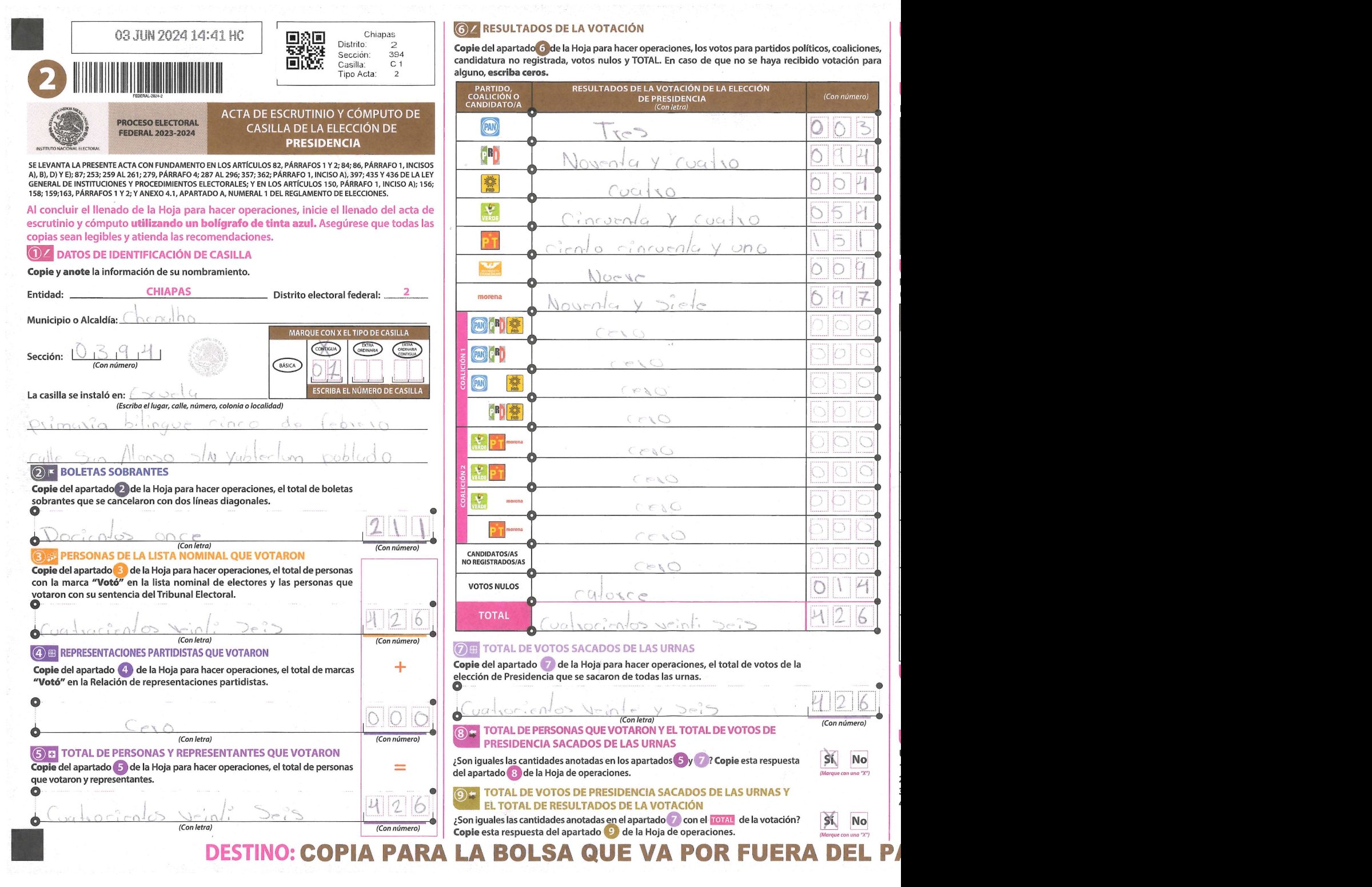 Privacy-masked page of form 070394C0100