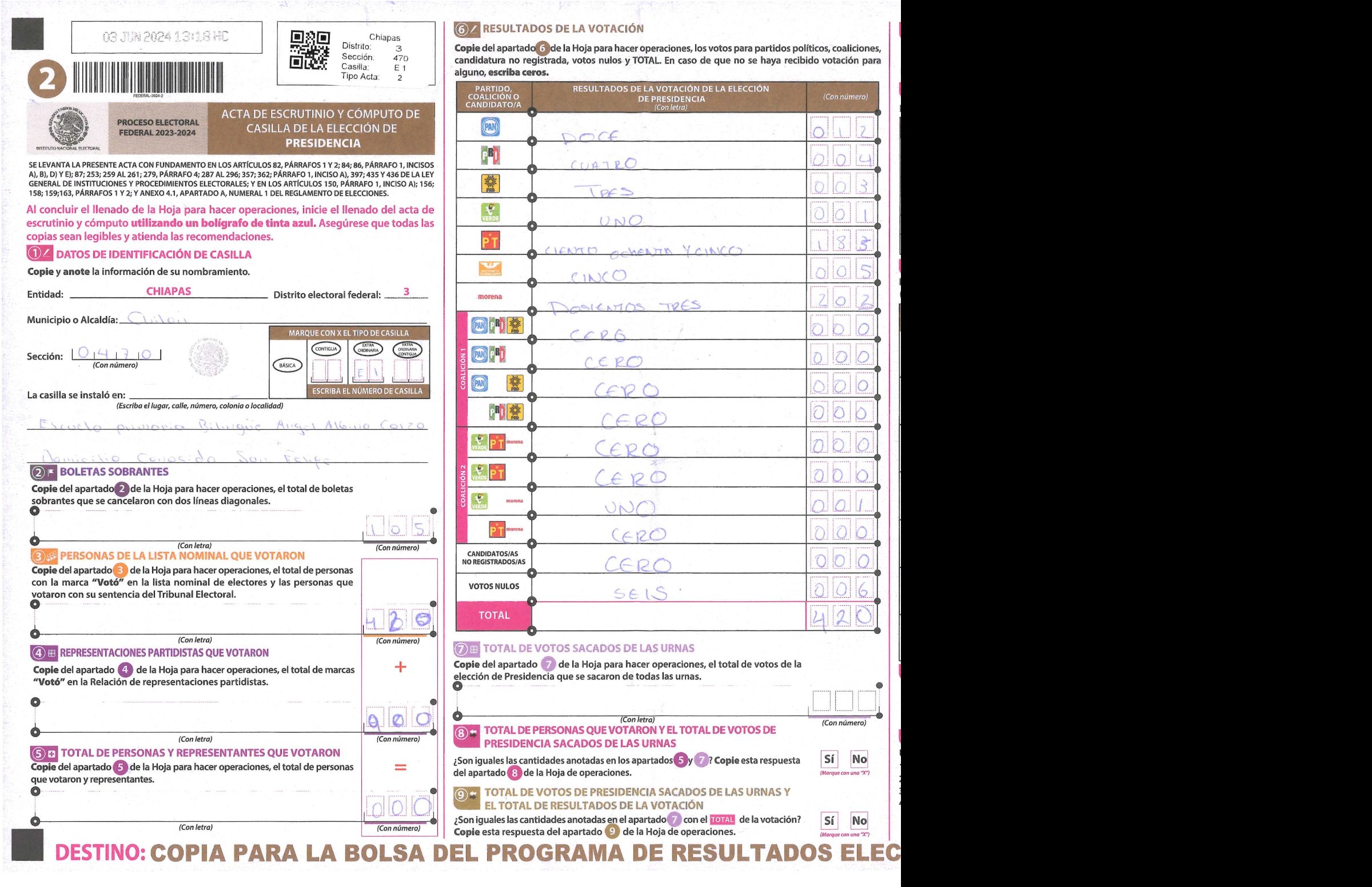 Privacy-masked page of form 070470E0100
