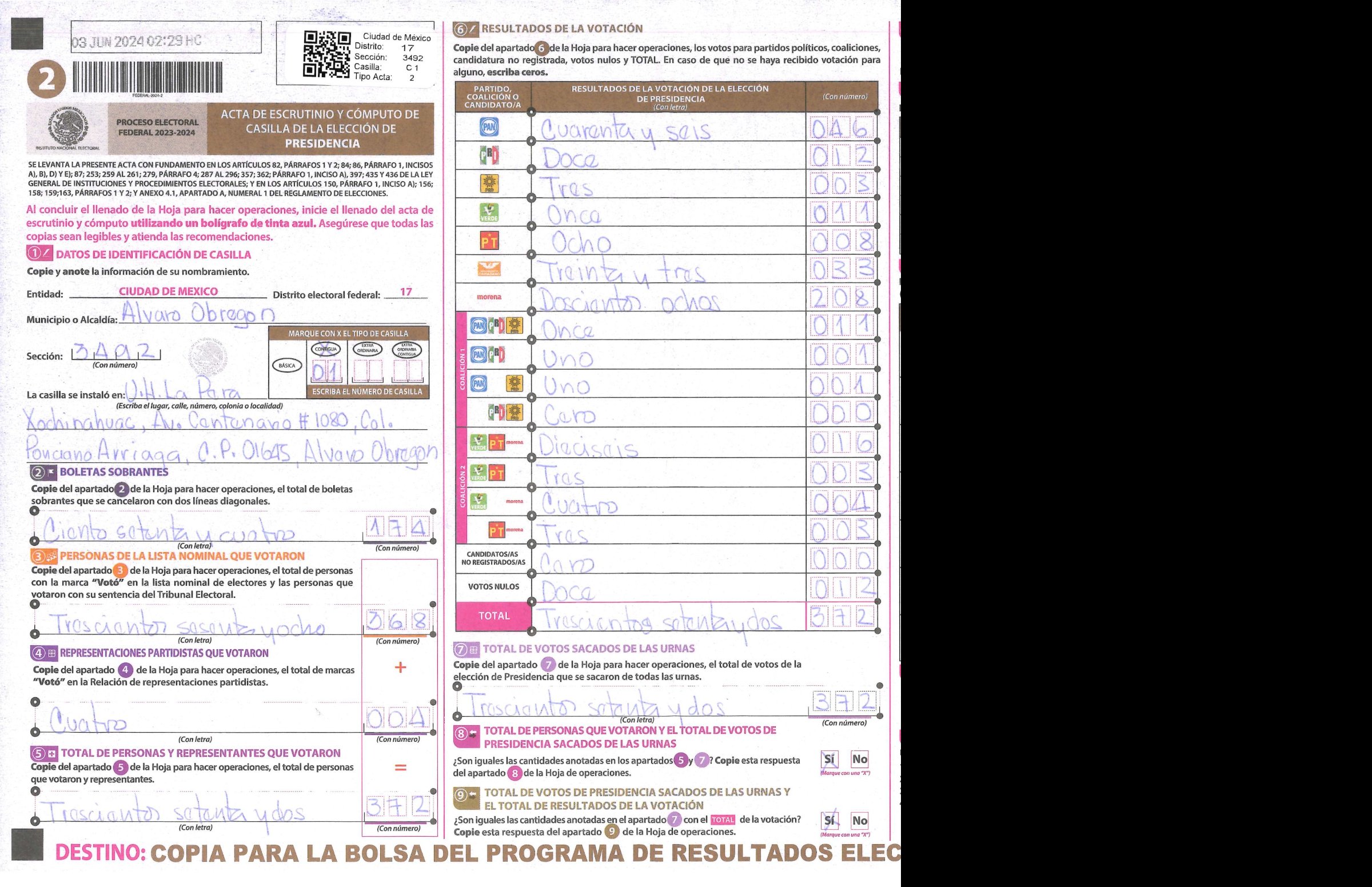 Privacy-masked page of form 093492C0100