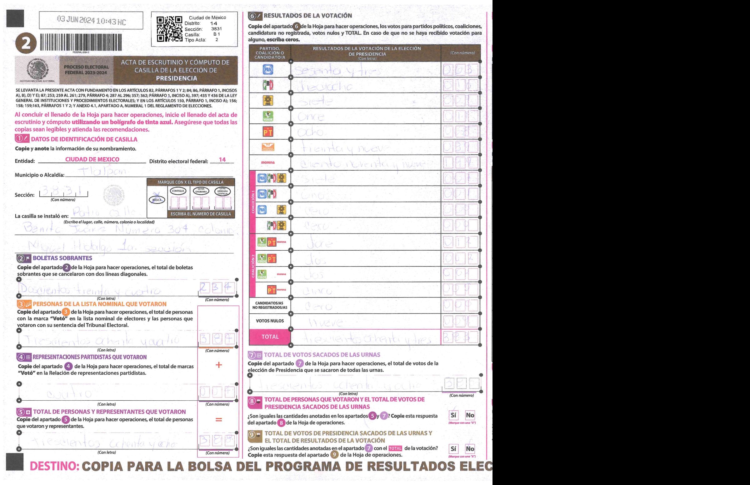 Privacy-masked page of form 093831B0100