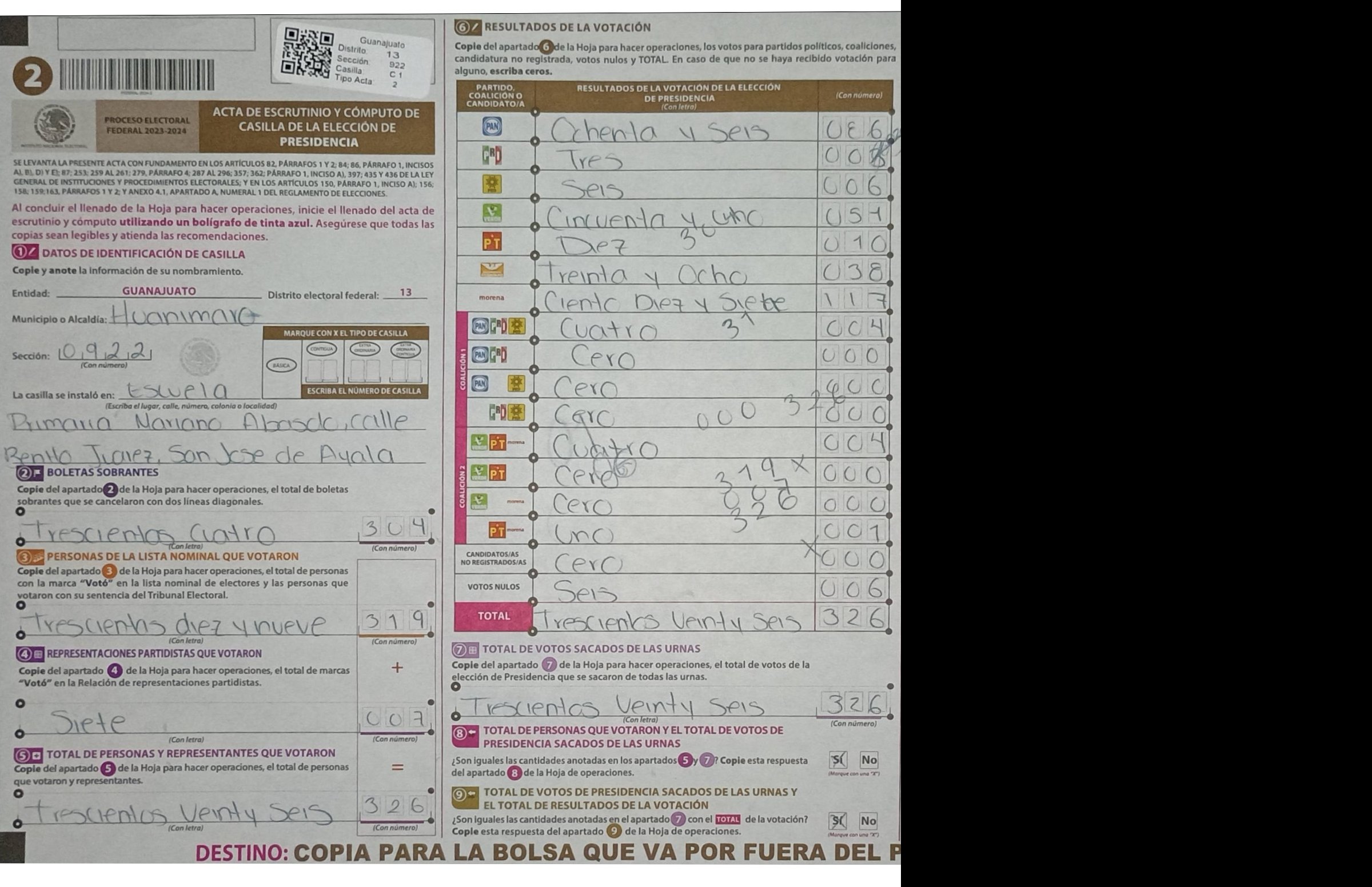 Privacy-masked page of form 110922C0100