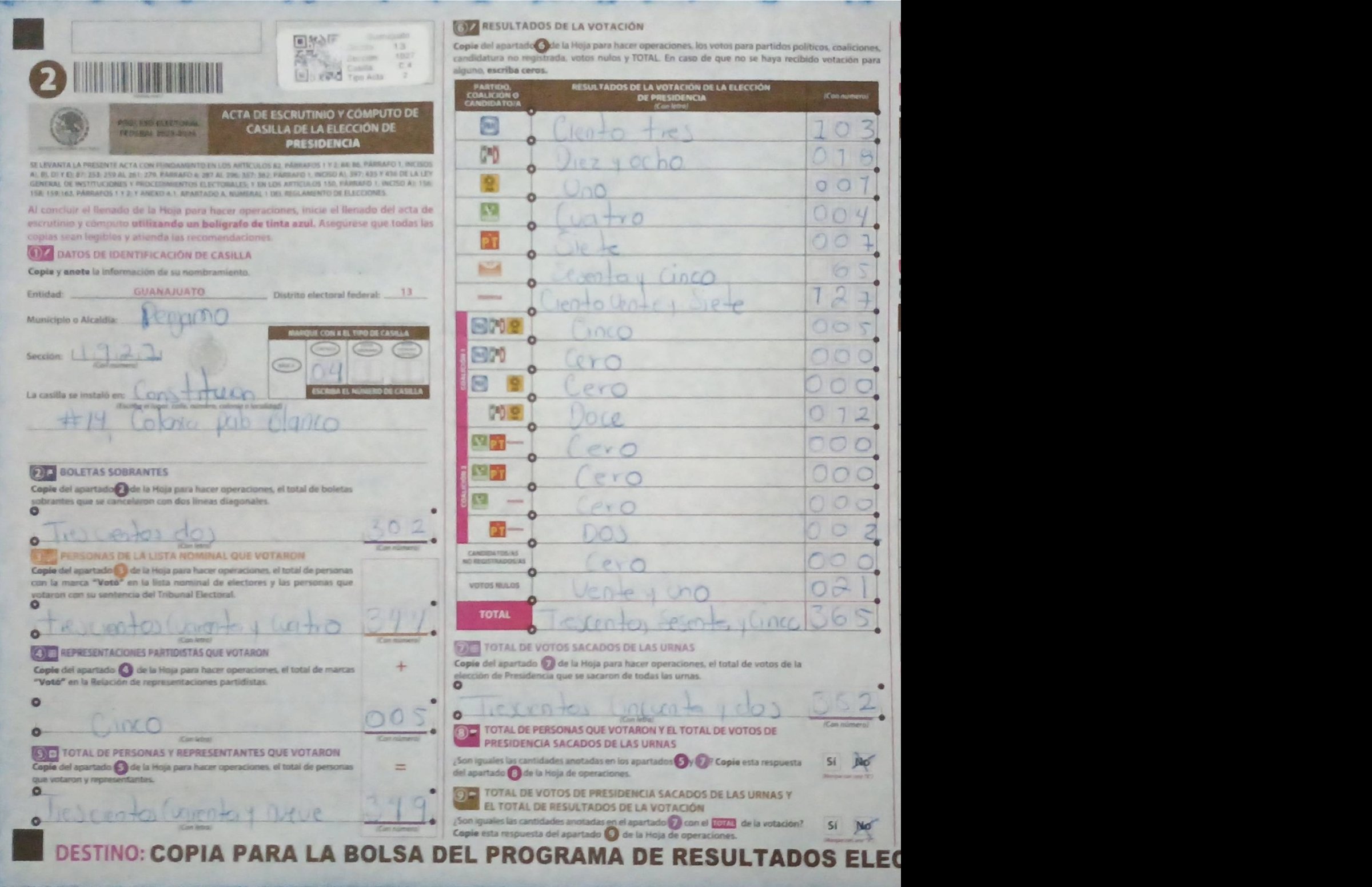 Privacy-masked page of form 111927C0400
