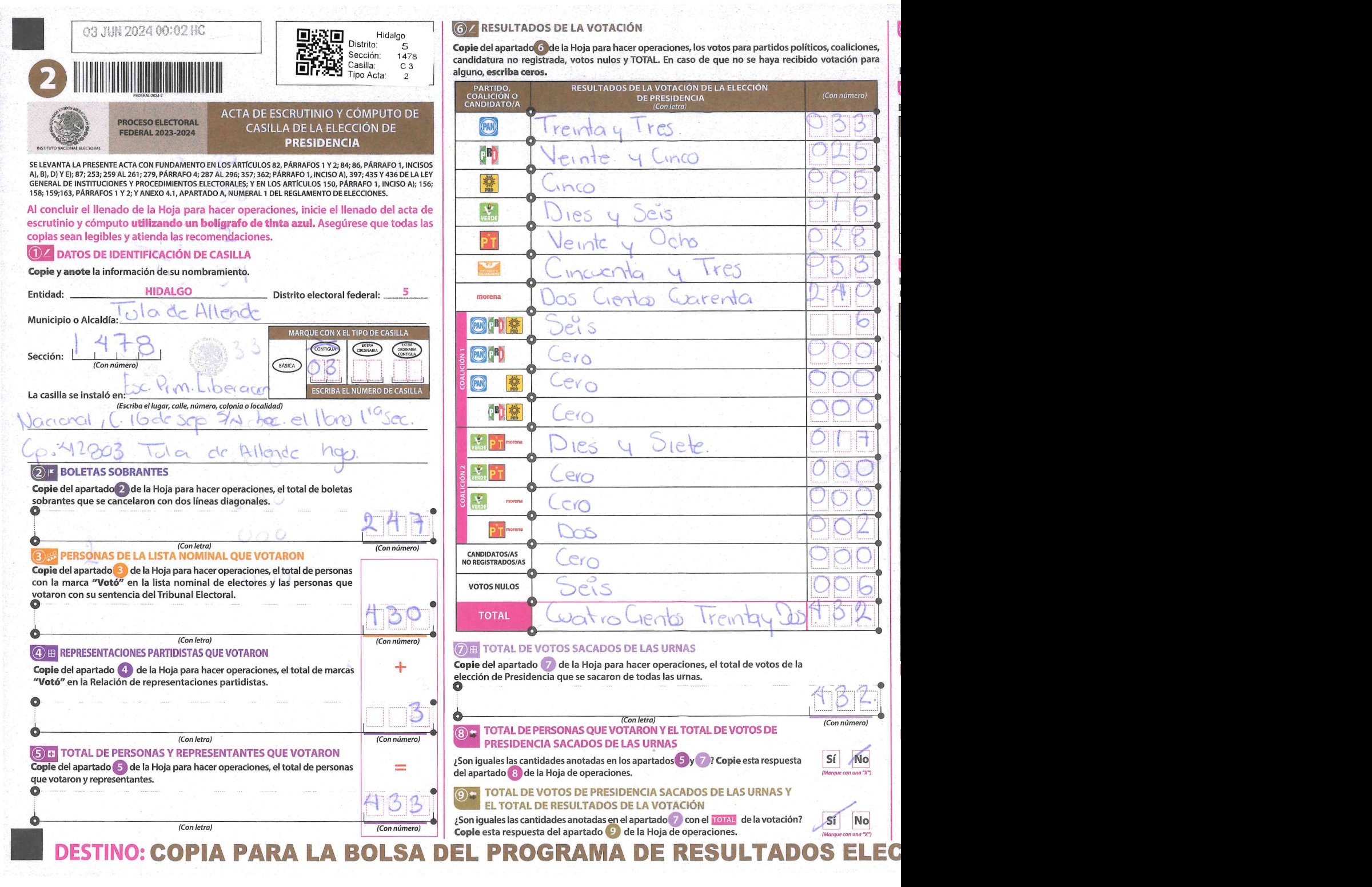 Privacy-masked page of form 131478C0300