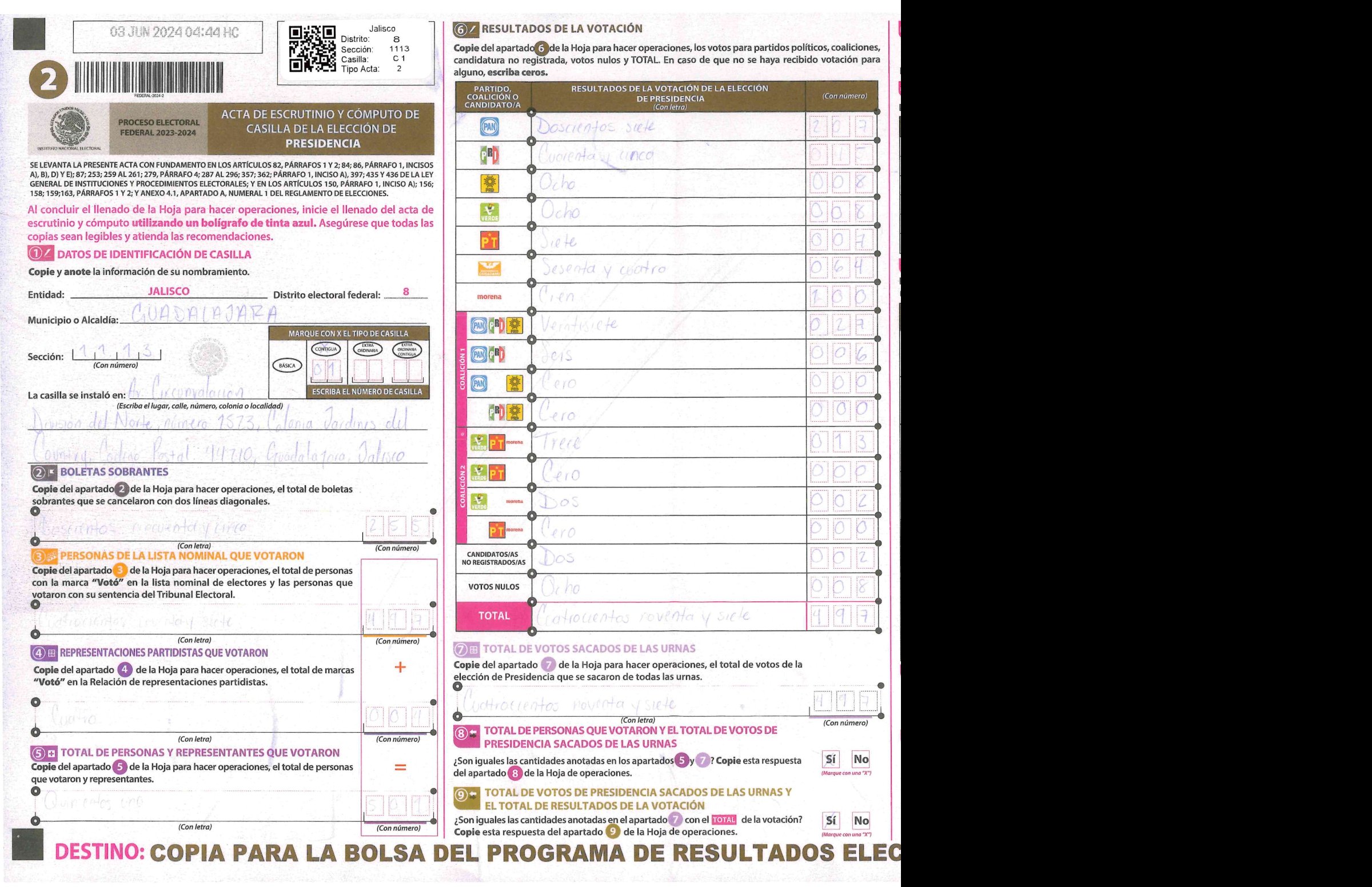 Privacy-masked page of form 141113C0100
