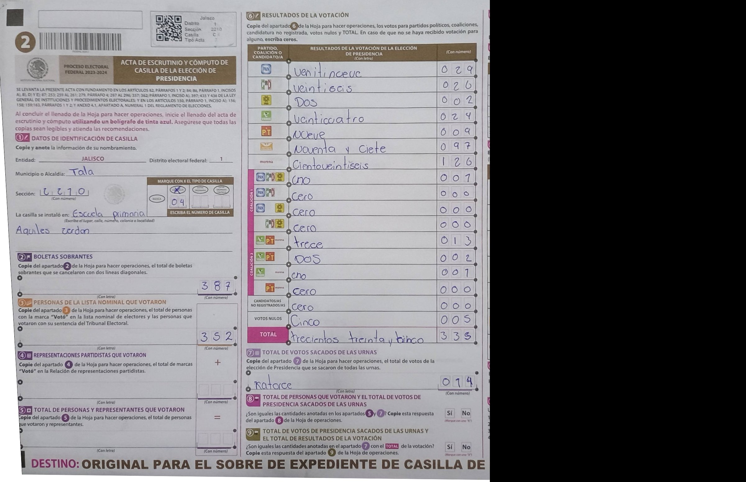 Privacy-masked page of form 142210C0400