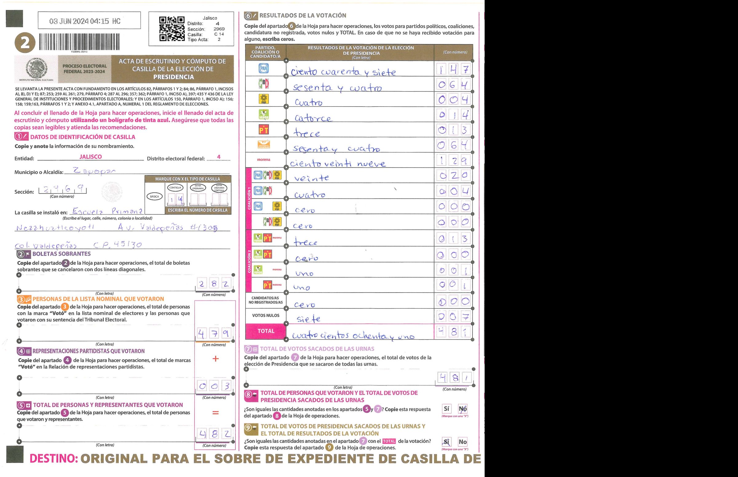 Privacy-masked page of form 142969C1400