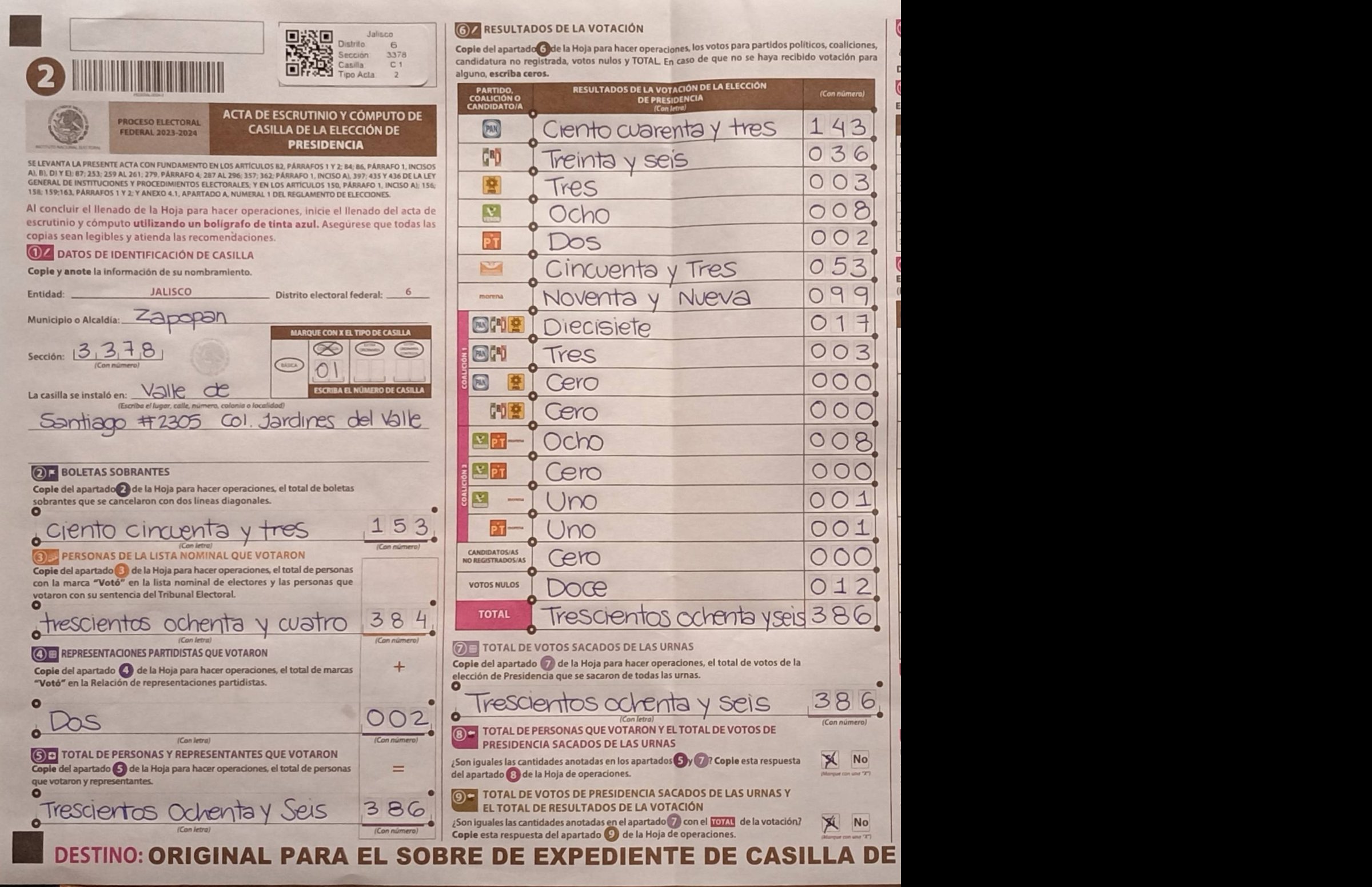 Privacy-masked page of form 143378C0100