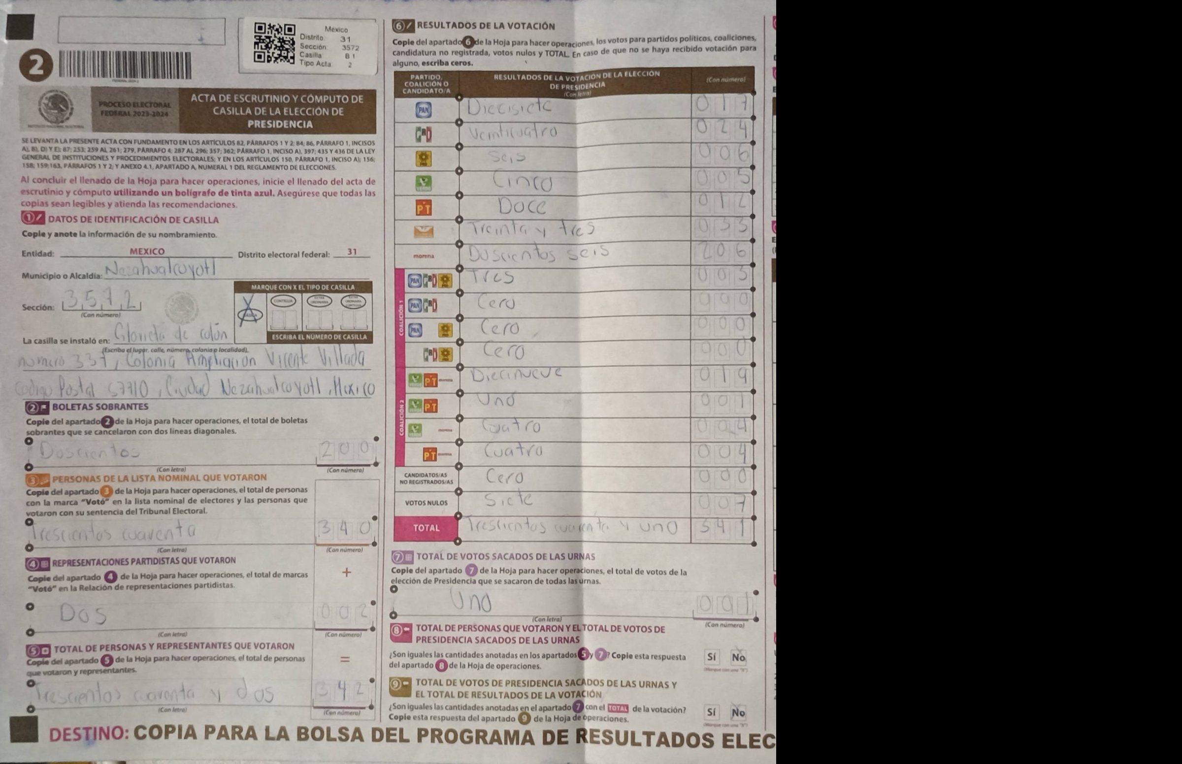 Privacy-masked page of form 153572B0100
