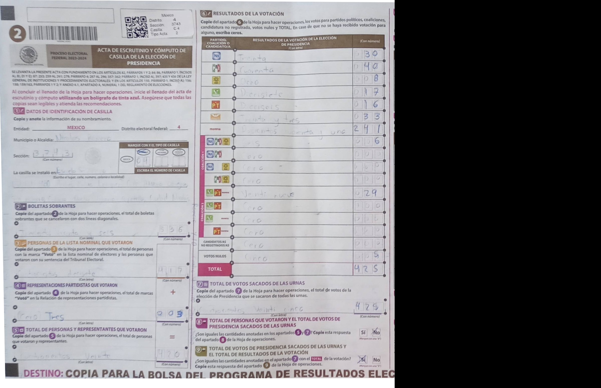 Privacy-masked page of form 153743C0400