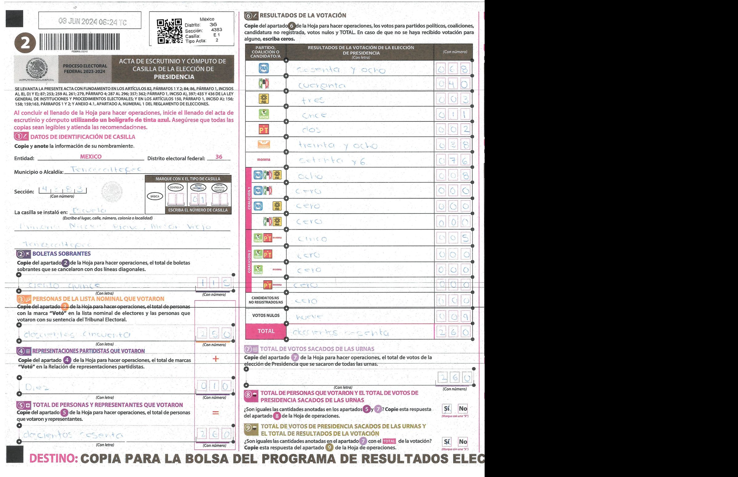 Privacy-masked page of form 154383E0100
