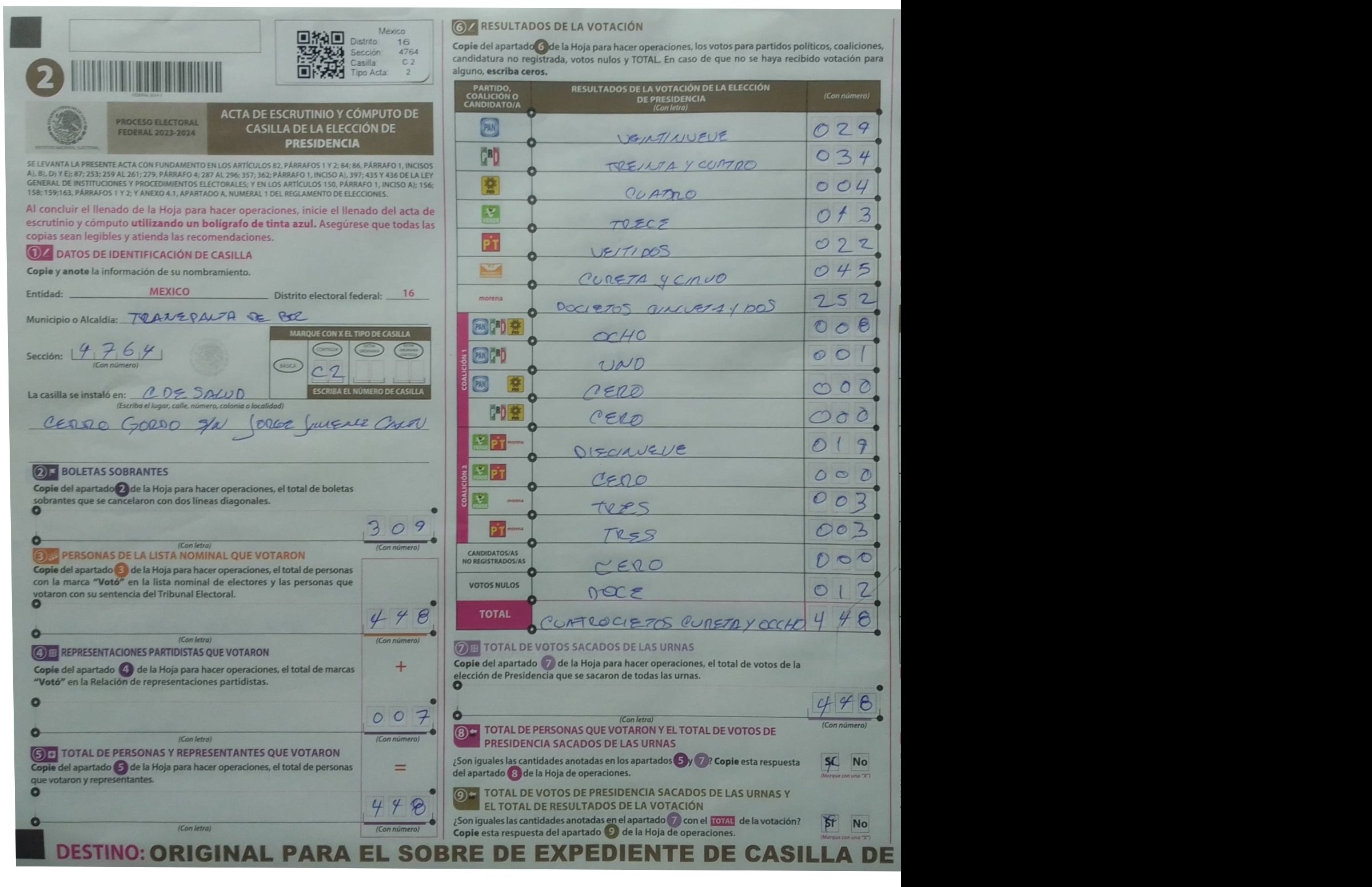 Privacy-masked page of form 154764C0200