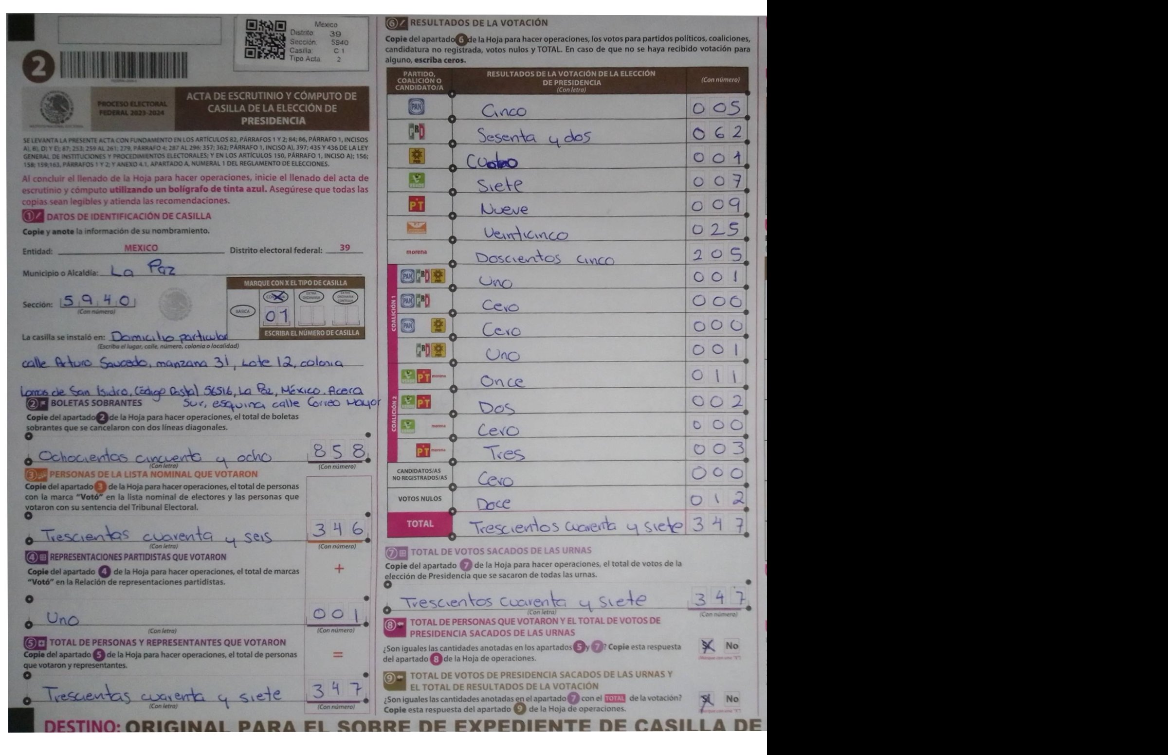 Privacy-masked page of form 155940C0100