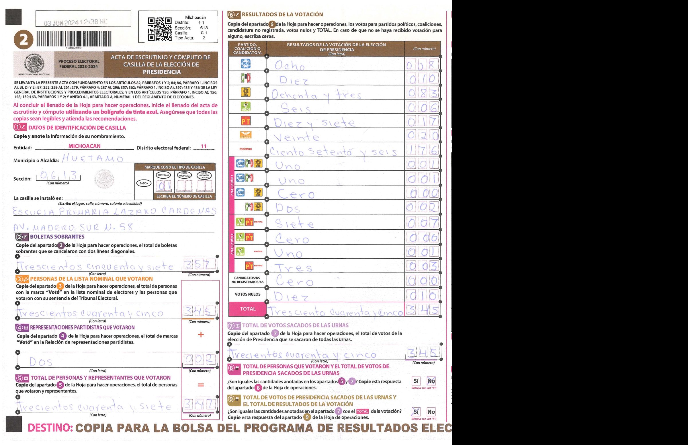 Privacy-masked page of form 160613C0100