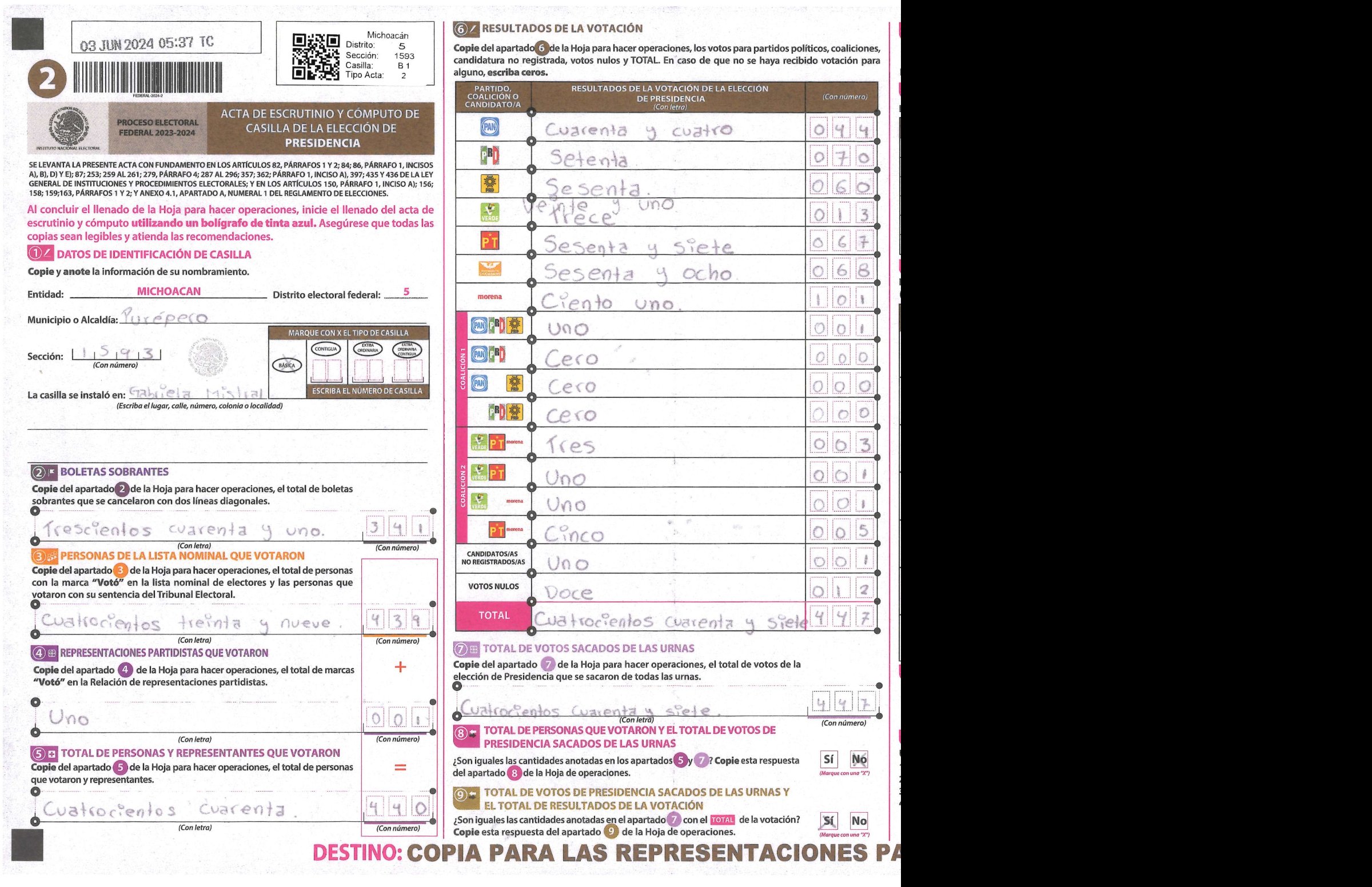 Privacy-masked page of form 161593B0100