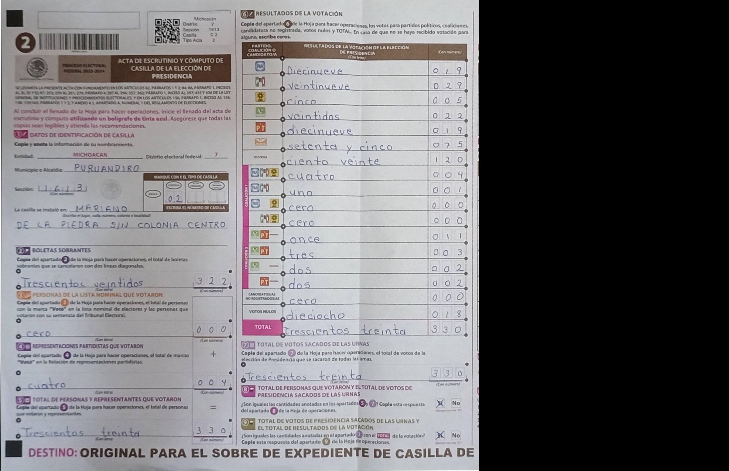 Privacy-masked page of form 161613C0200