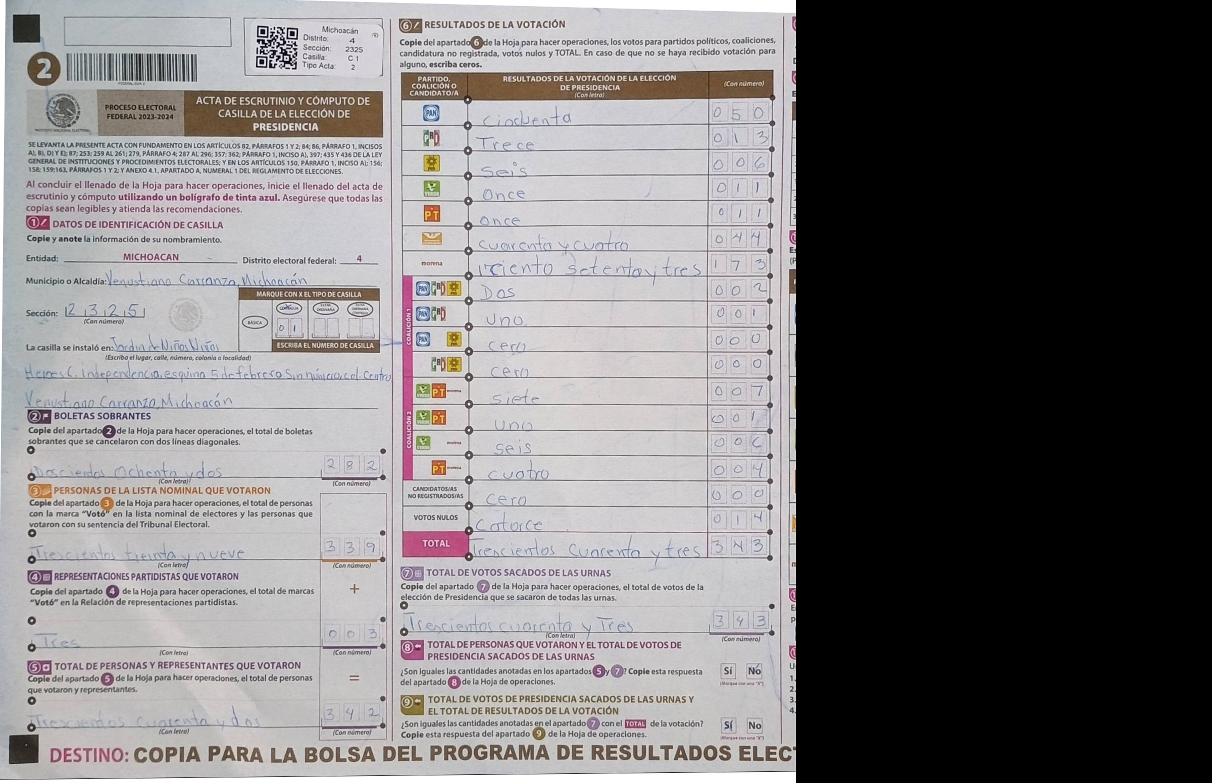 Privacy-masked page of form 162325C0100