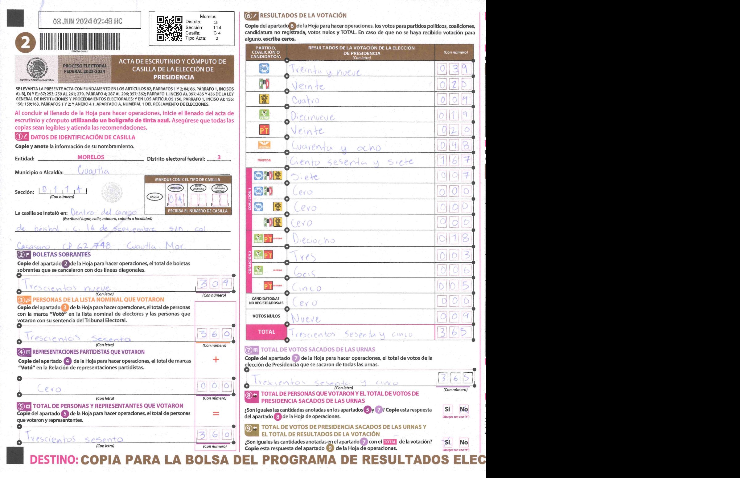 Privacy-masked page of form 170114C0400