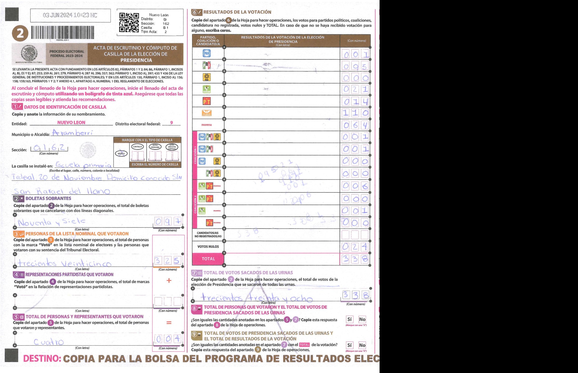 Privacy-masked page of form 190162B0100