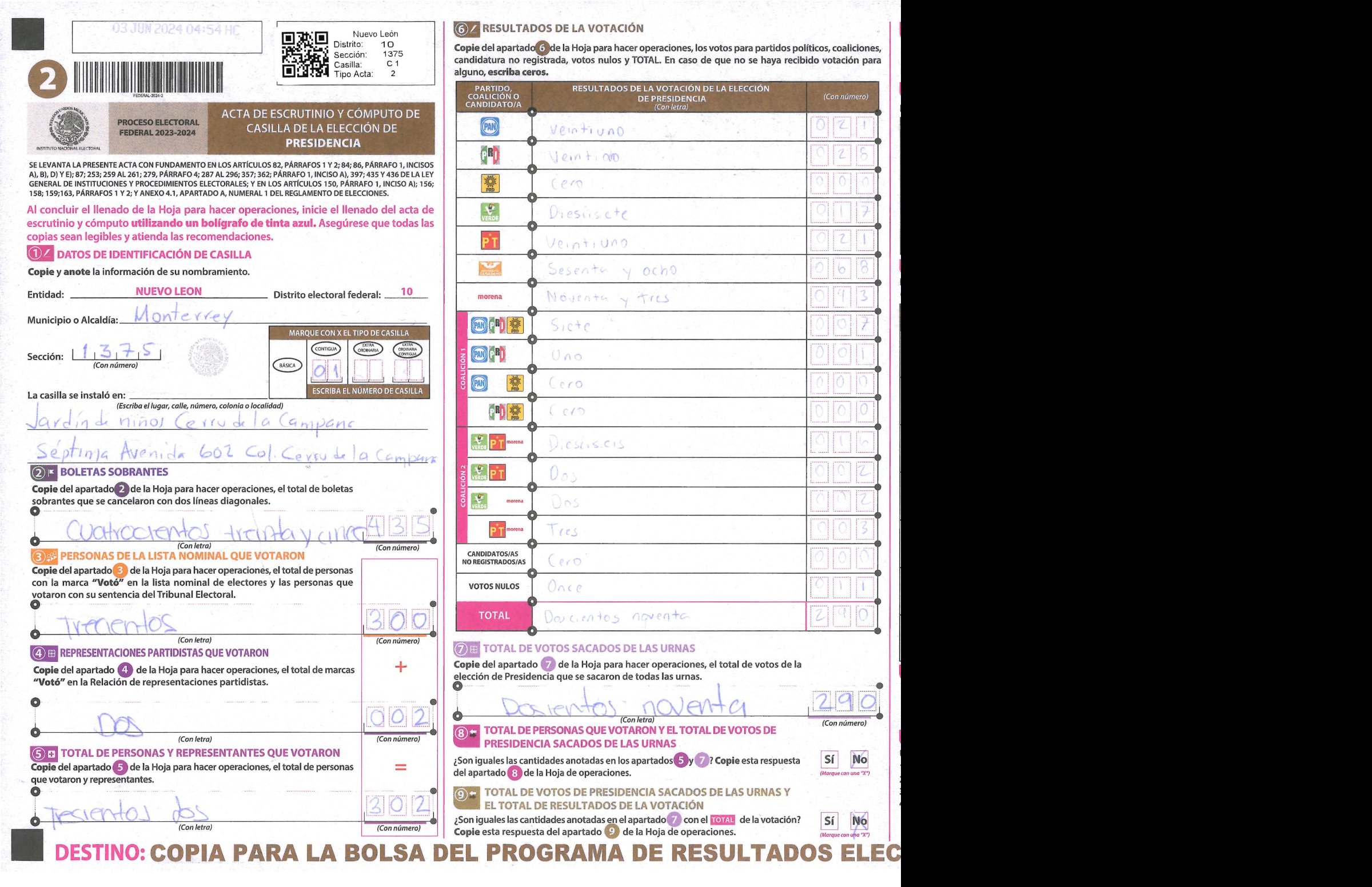 Privacy-masked page of form 191375C0100