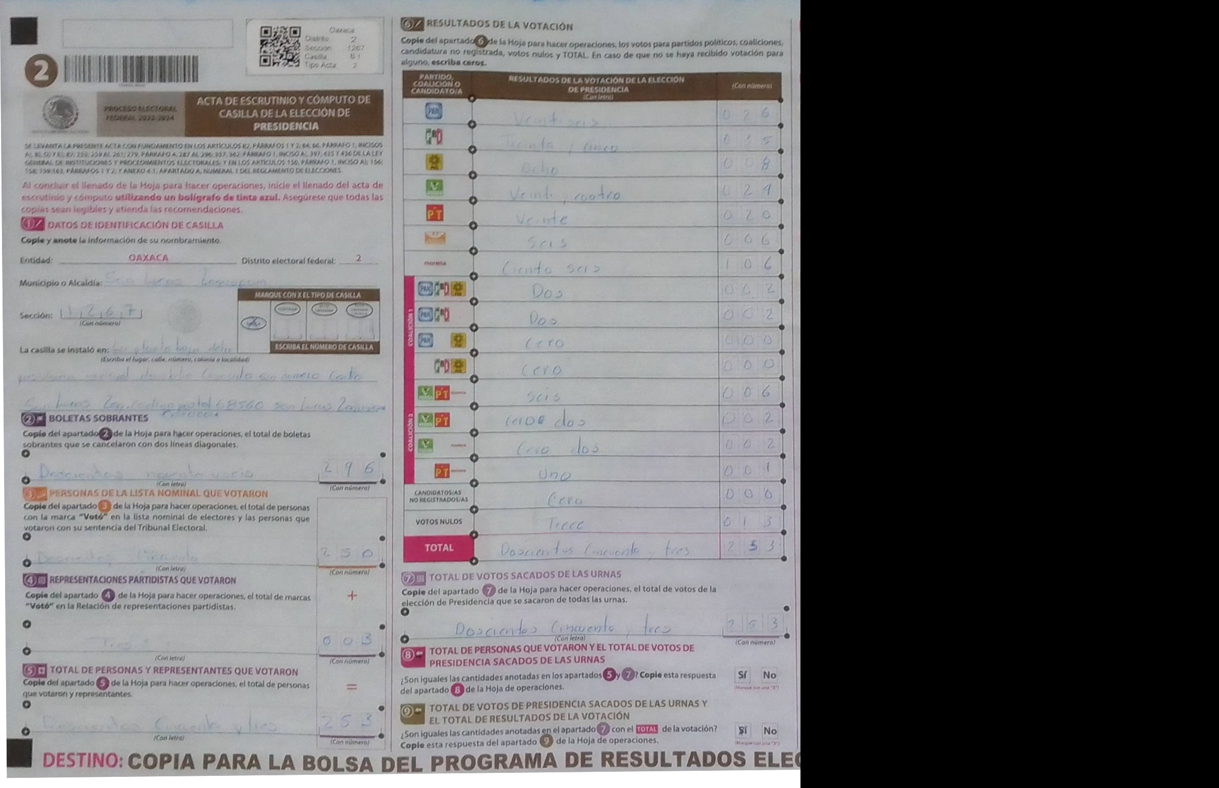 Privacy-masked page of form 201267B0100