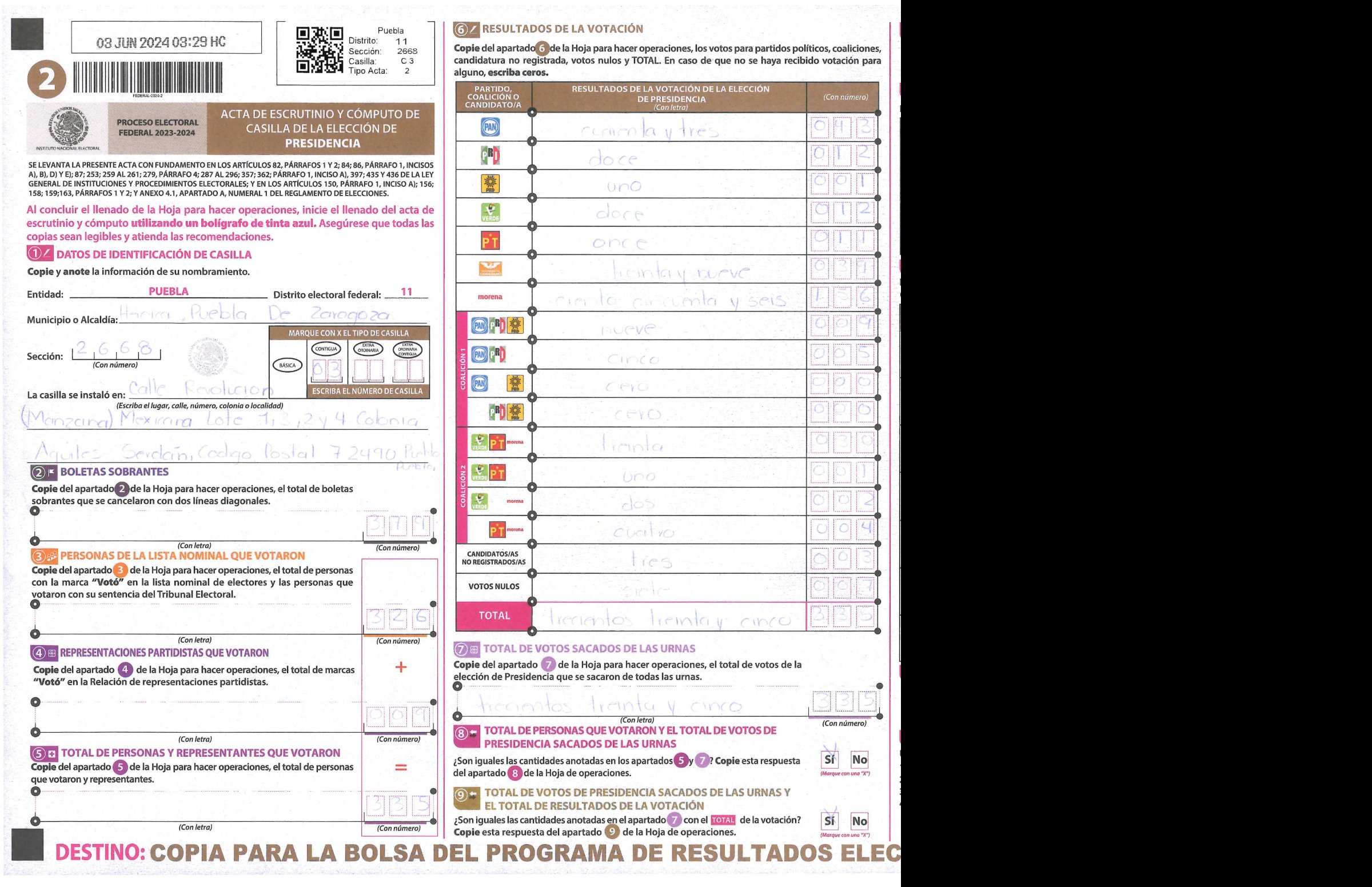 Privacy-masked page of form 212668C0300