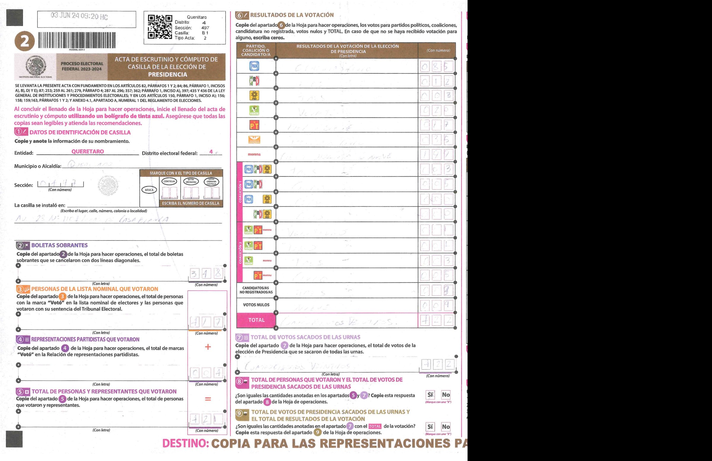 Privacy-masked page of form 220497B0100