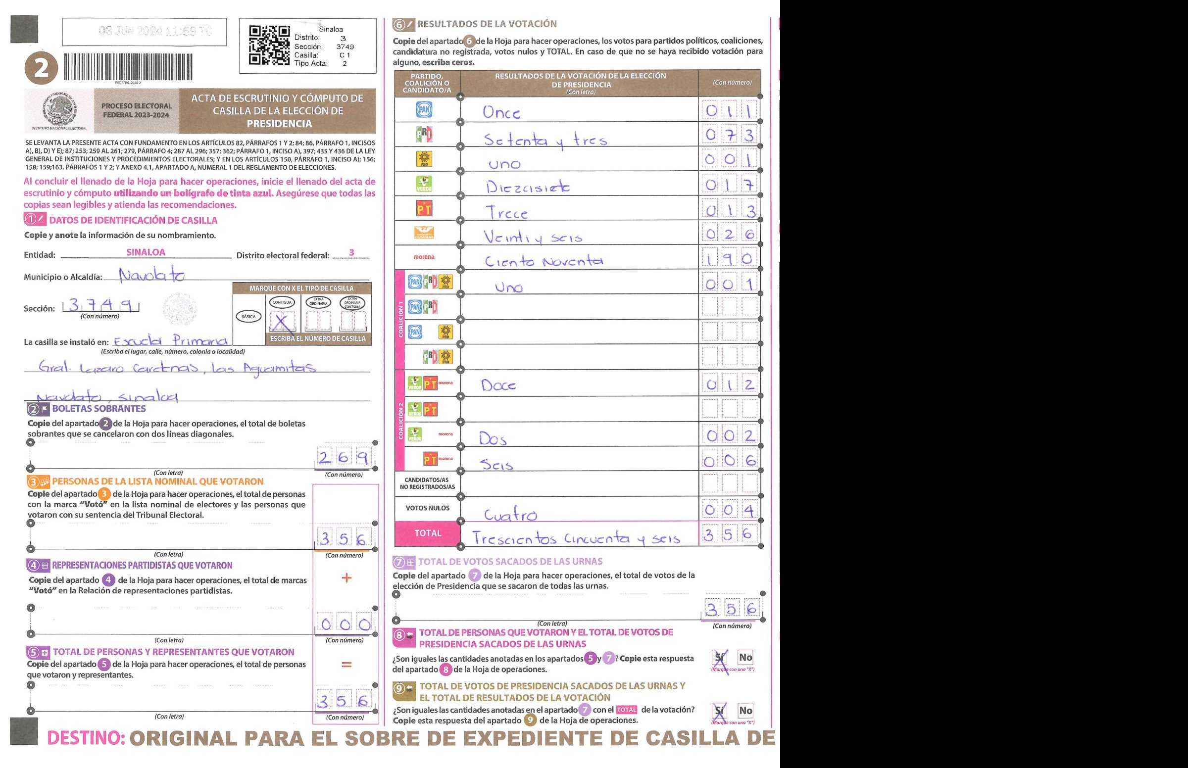Privacy-masked page of form 253749C0100