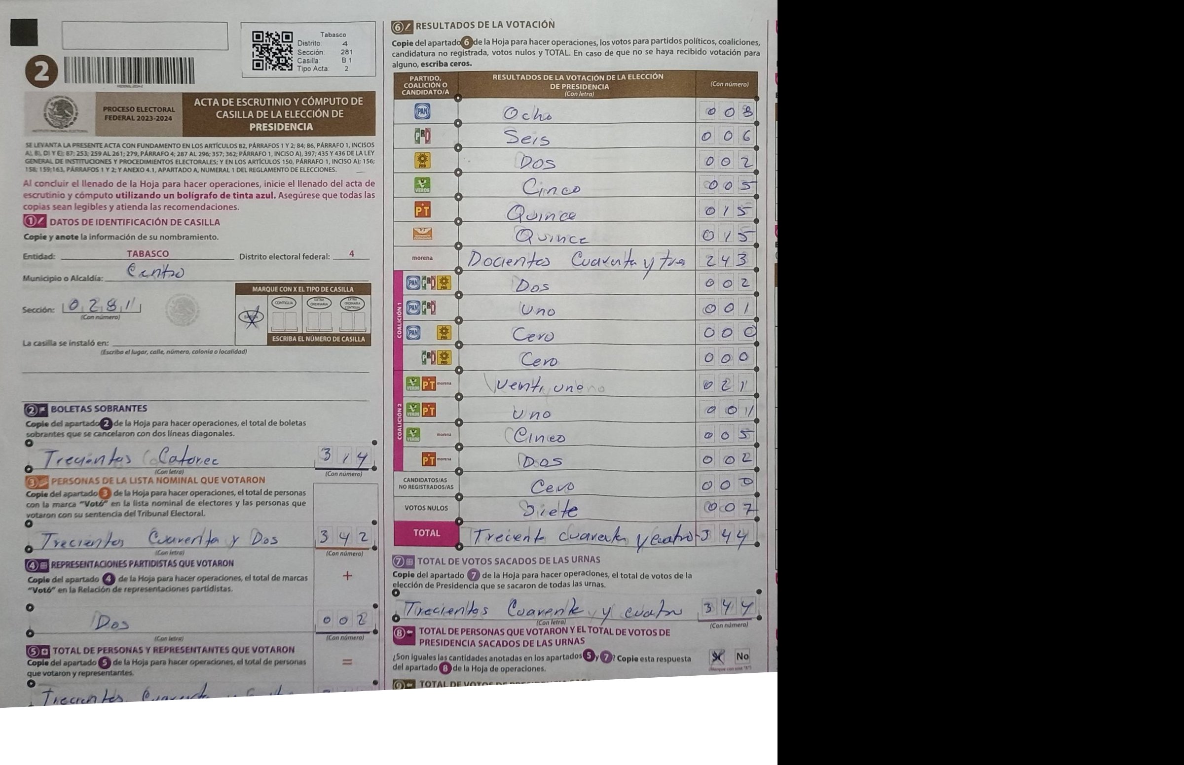 Privacy-masked page of form 270281B0100