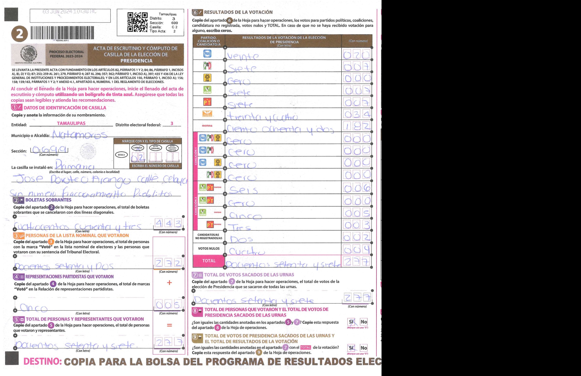 Privacy-masked page of form 280699C0200