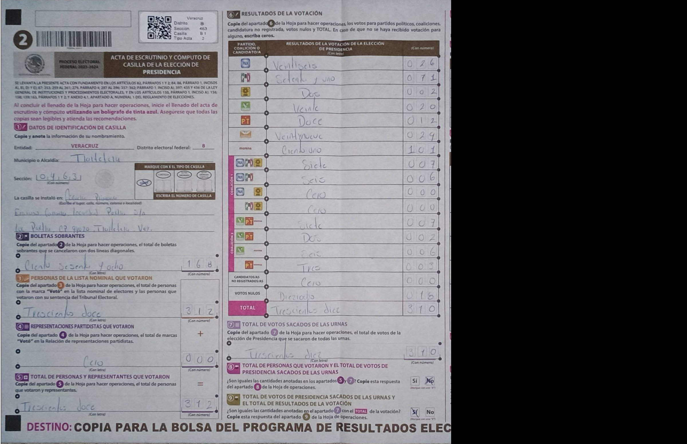 Privacy-masked page of form 300463B0100