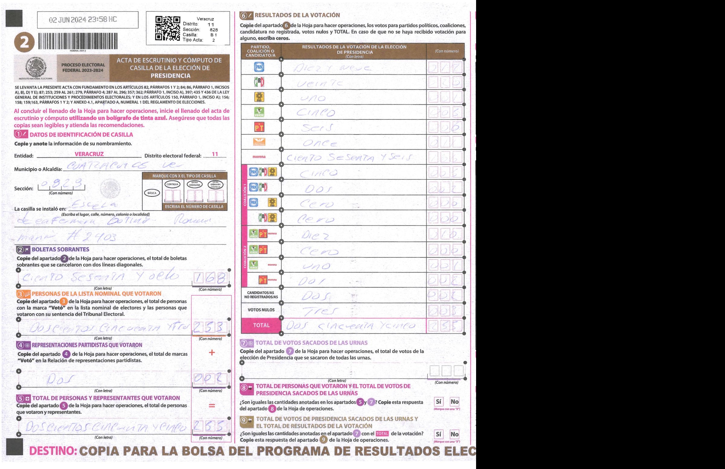 Privacy-masked page of form 300828B0100