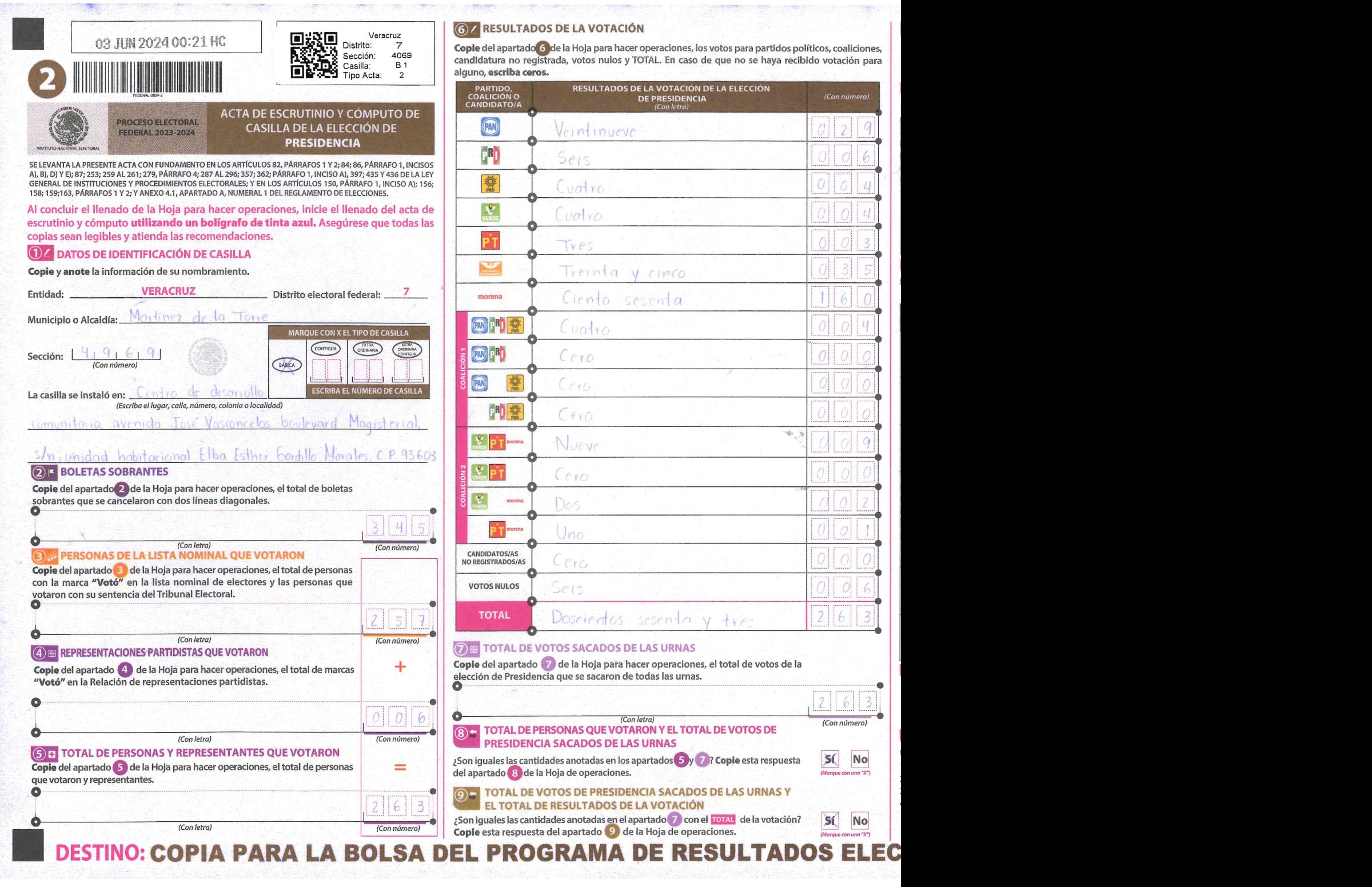 Privacy-masked page of form 304069B0100
