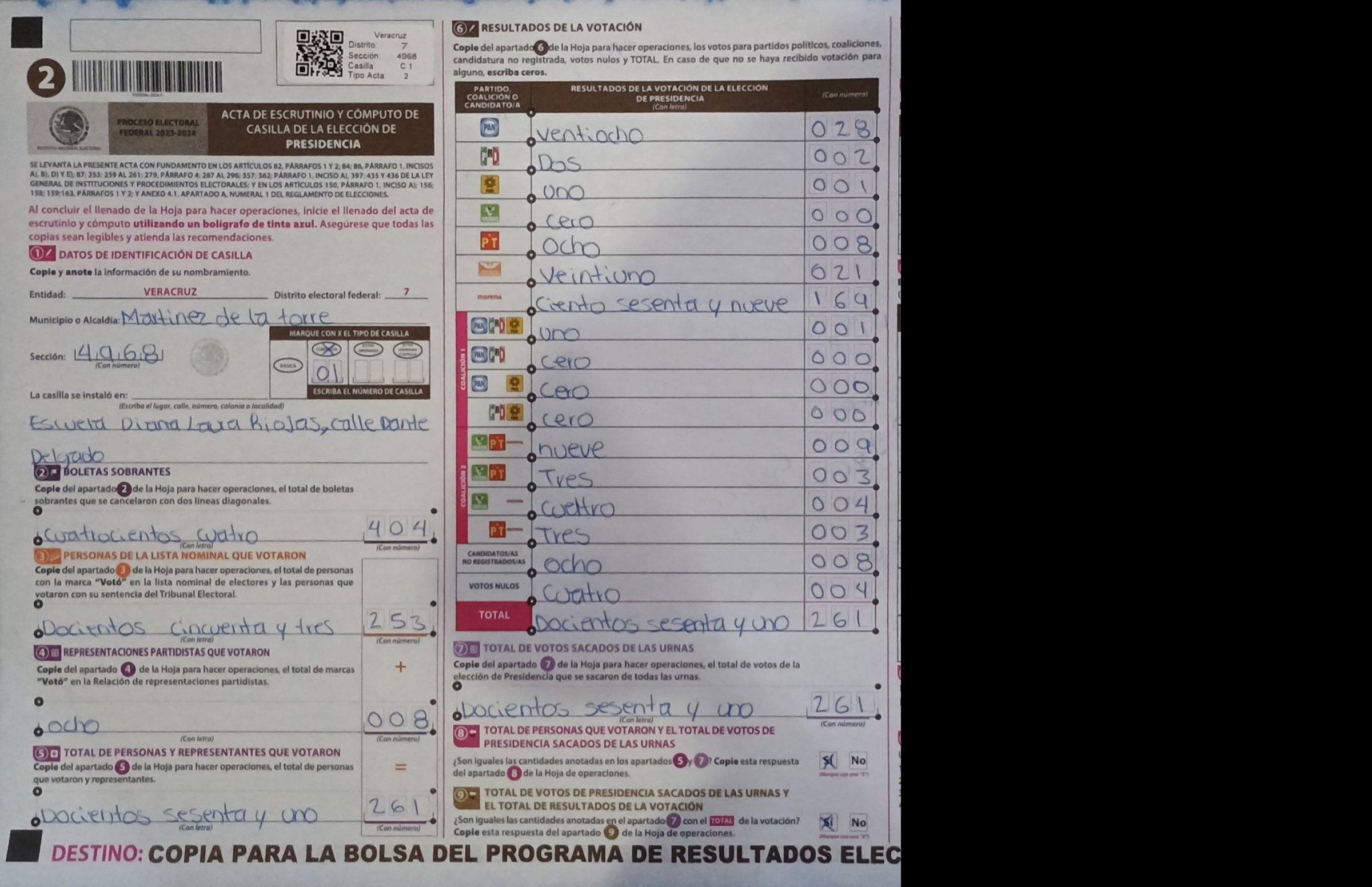 Privacy-masked page of form 304968C0100