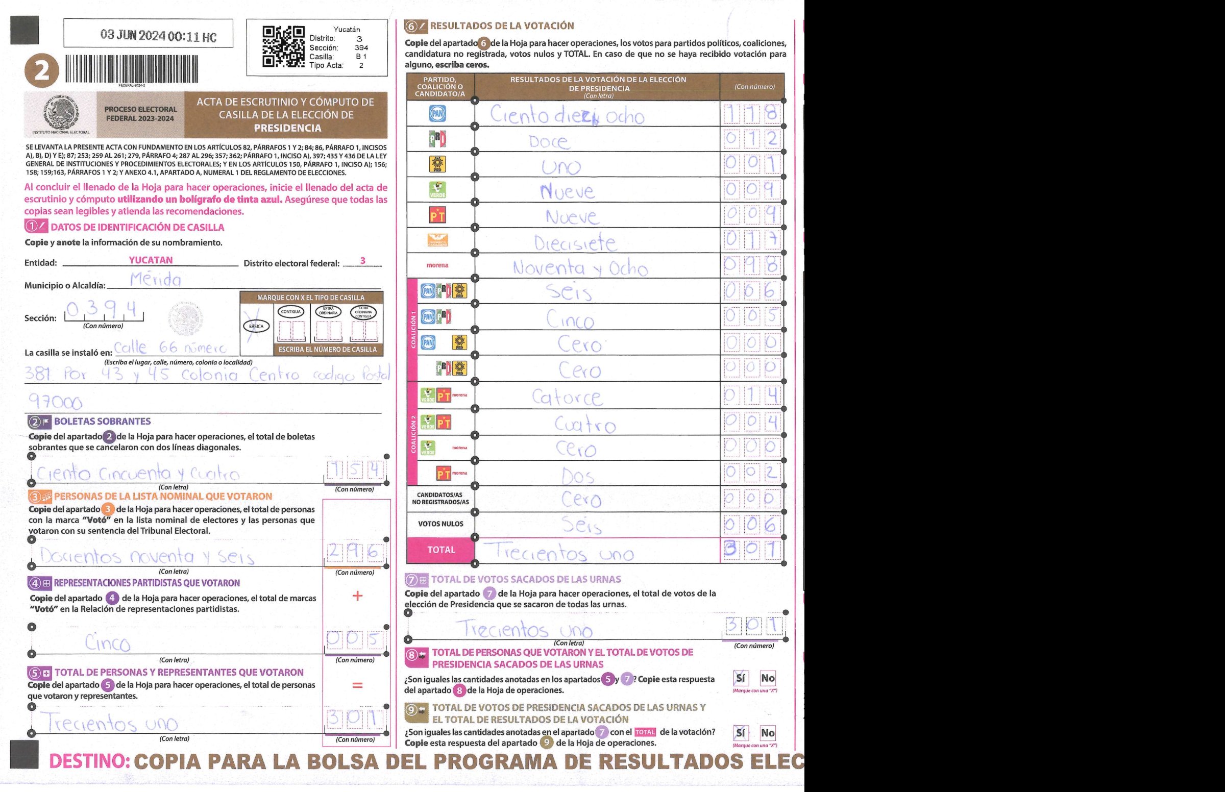 Privacy-masked page of form 310394B0100